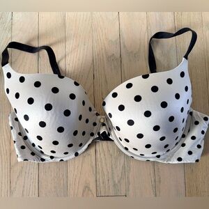 Victoria’s Secret Lined Demi 38D Light Gray and Black Polka Dots